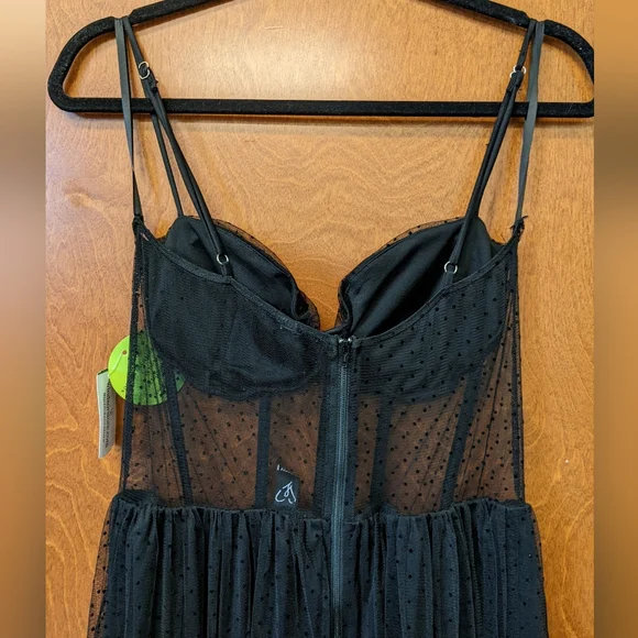 Windsor Black Dotted Mesh Prom Dress - Picture 6 of 9